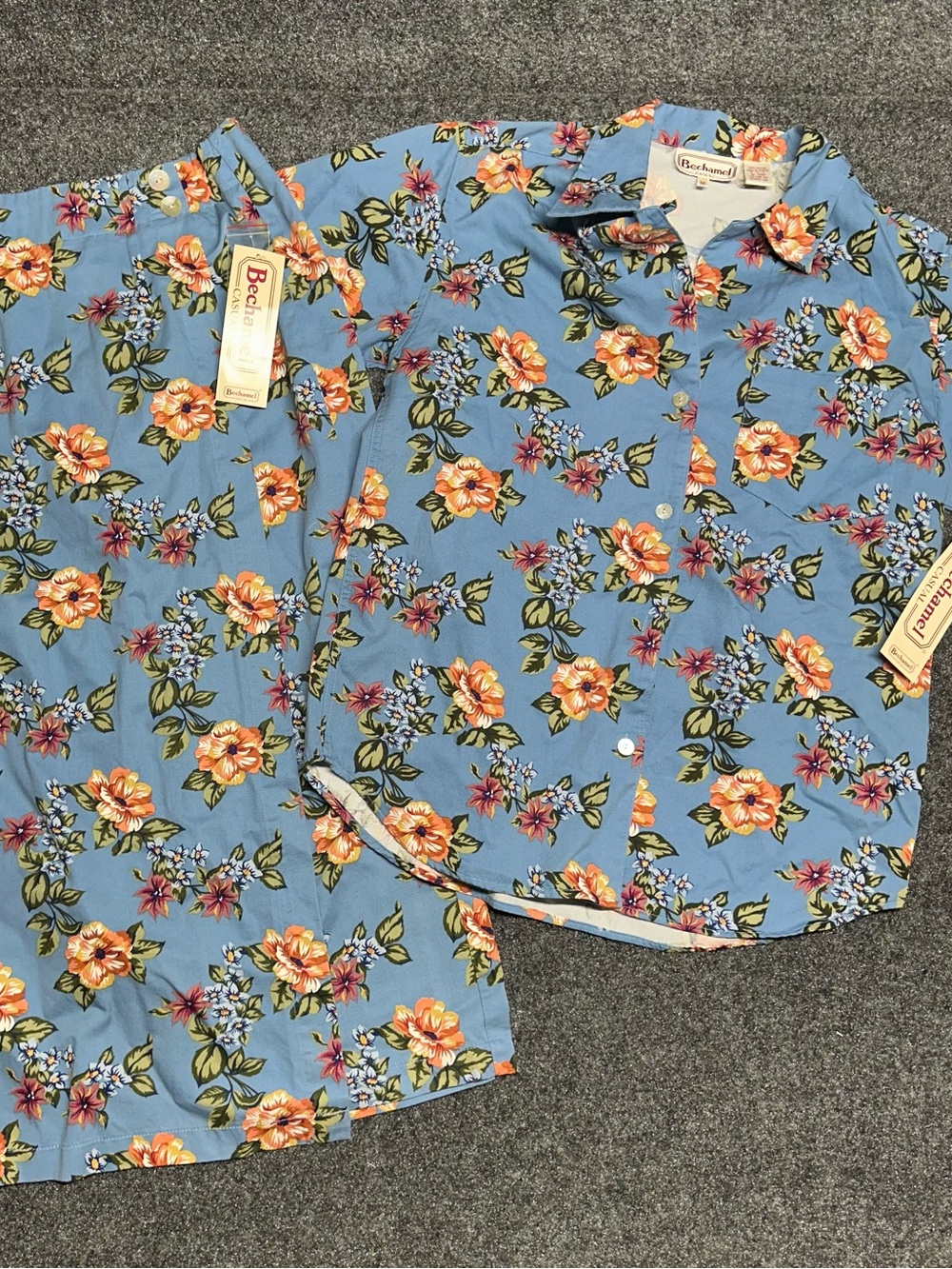 Vintage Bechamel Skirt Set 14 Blue Floral 90s Deadstock Tropical Cotton Wrap